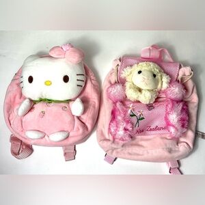 Sanrio Hello Kitty Plush & New Zealand Lamb Pink Backpacks Set Soft Cute Clean